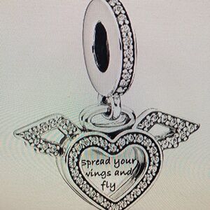 Pandora Silver Heart Wing Bracelet Charm